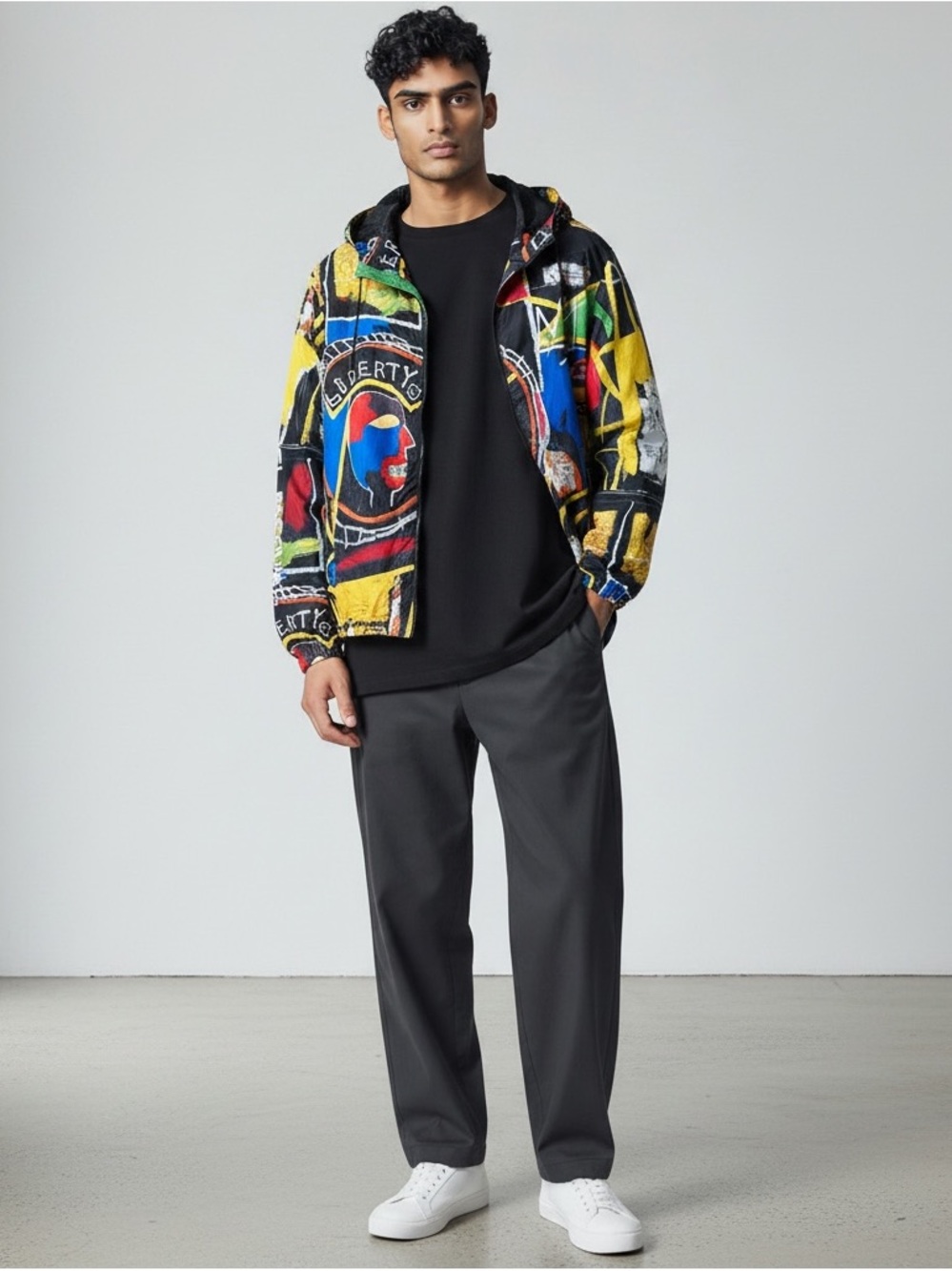 Members Only Mens Basquiat Windbreaker Jacket Sz L
